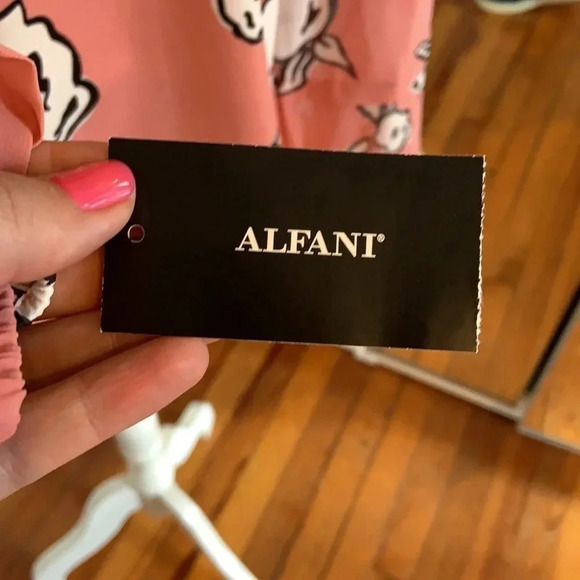 Alfani Pink Abstract Floral Long Sleeve Spring Top Elastic Waist- NWT - Size L - Picture 7 of 10